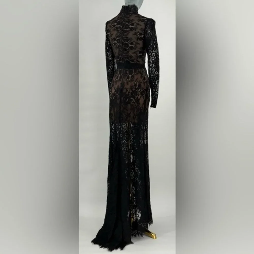 🆕 BRONX & BANCO 🧿 NWOT Eleanor Black Lace Cut Out Gown, Sz XS US 2 - Picture 8 of 16
